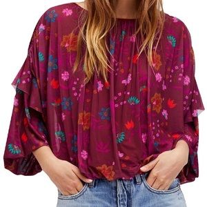 Free People Top Blouse Floral